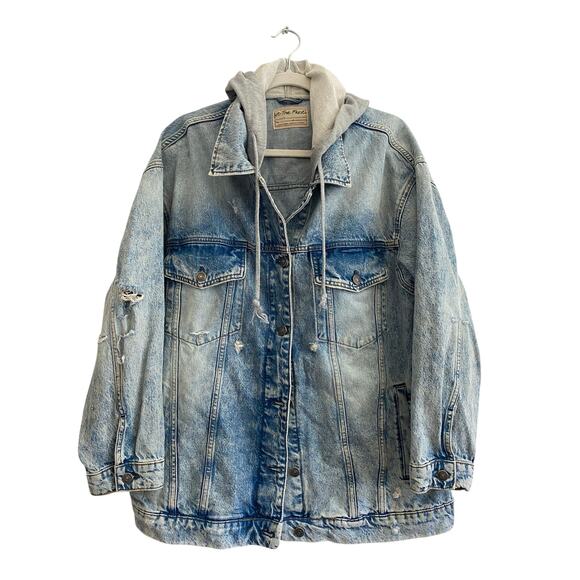 Free People Flawless Hooded Denim Jacket S - Picture 2 of 7